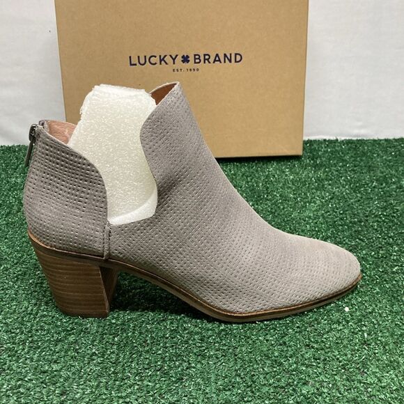 New Lucky Brand Gray Powe Leather Bootie women’s  size 10 (OKPM-07-020) - Picture 6 of 9
